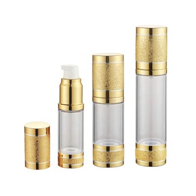 High quality gold silver 15ml 30ml 50ml Gold Travel Refillable Bottles Portable Airless Pump Dispenser Bottle