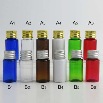 Travel set portable 10ml empty plastic cosmetic bottle container with aluminum screw cap