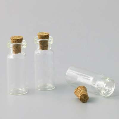 Wholesale high quality 3 ml mini tubular glass bottle with cork, small tube with cork