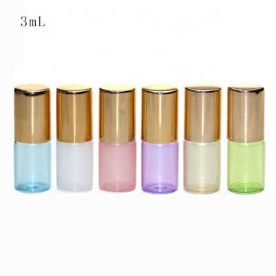 3ml 5ml roll on glass cosmetic bottle  refillable perfume bottle with lid