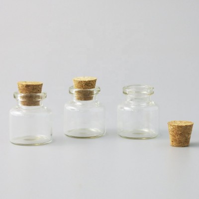 Free sampls 10ml clear wide mouth borosilicate glass jar with cork lids for candy container