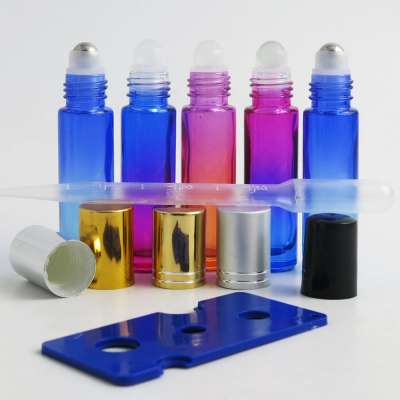 Wholesale 10ml gradient glass bottle with eye roller ball  container essential oil