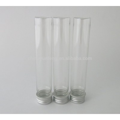 High quality 65ml transparent plastic candy tubes with metal screw lids