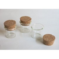 Wholesale jewelry packaging 5ml mini glass wide mouth container with cork , glass bottle with cork