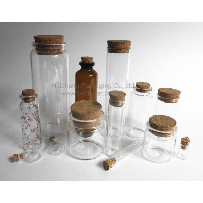 0.5ML-200ML wishing glitter powder bottle , corked glass wedding candy packaging, home food storage container with wooden lid