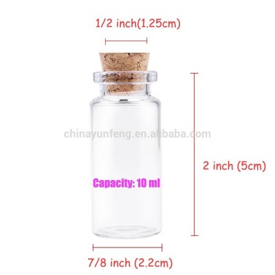 Wholesale 10ml clear glass bottle with cork stopper ,1/3oz small cork bottle