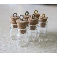 Cute mini glass wishing bottle with cork stopper glitters container