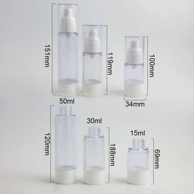 Hot Selling 15ML 30ML 50ML Cosmetic Airless Bottle Clear Plastic Airless Pump Bottle For Skin Care