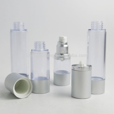 50ml 30ml 15ml Essential Hari Oil Bottle Cosmetic Bottle With Luxury Silver Pump And Aluminum Cap