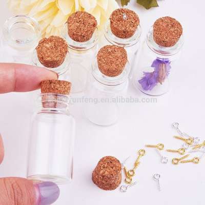 Factory price mini 8ml clear glass craft bottle with wooden cork , Small decorative bottle